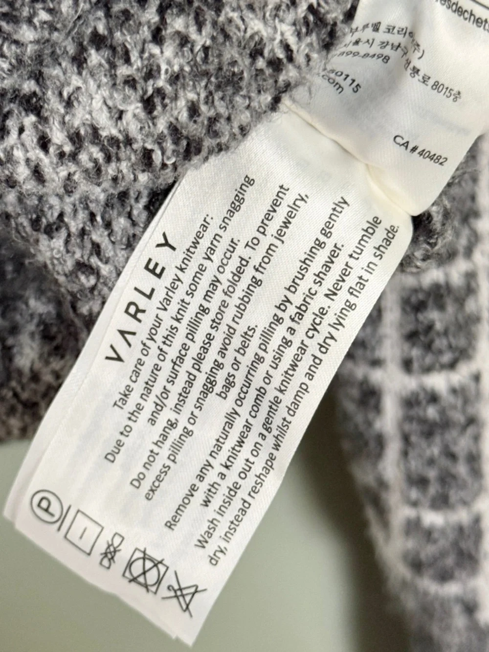 Varley Furley Half‎ Zip Knit Sweater Plaid Grey White Women’s Size XS